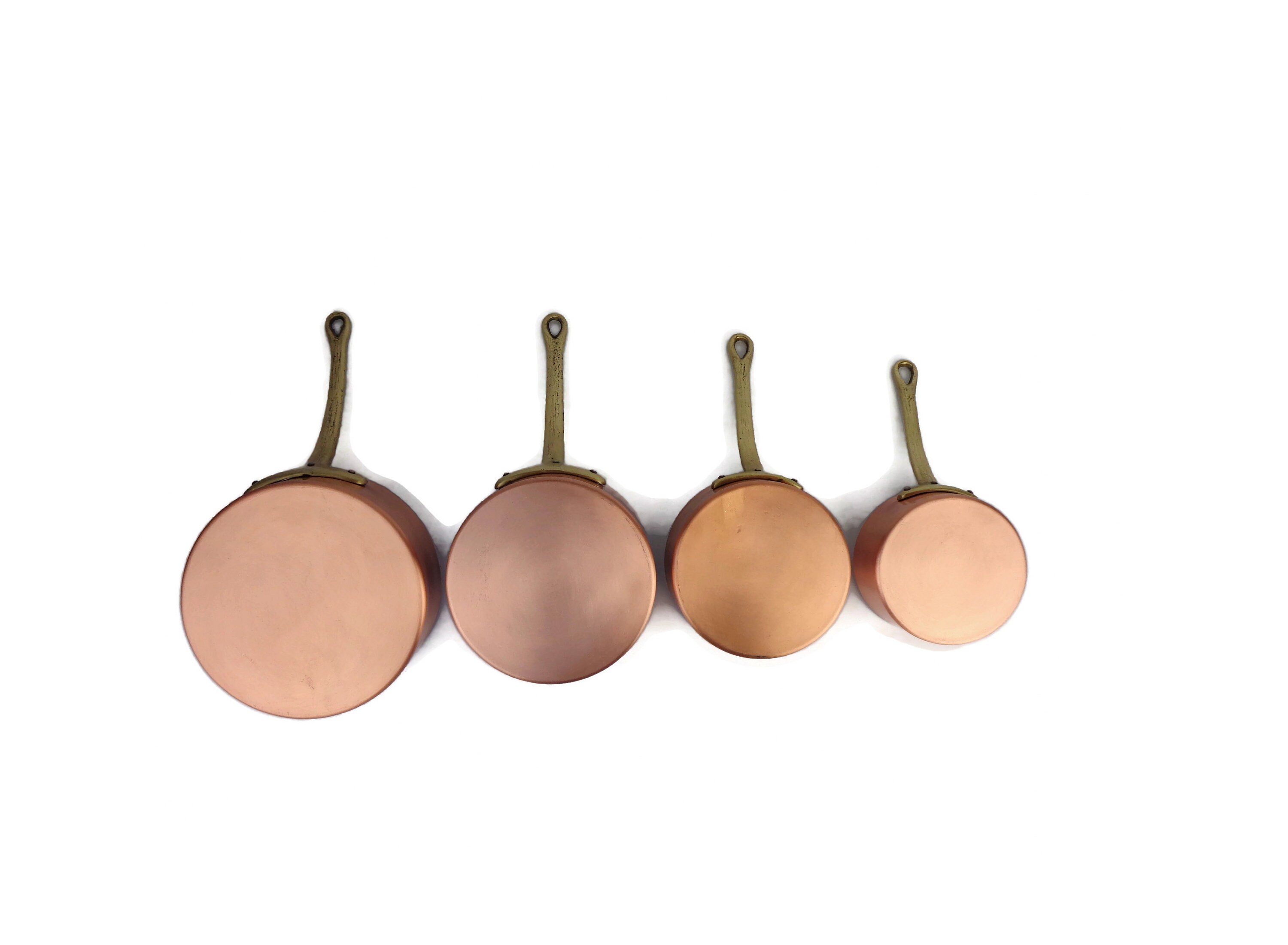 Vintage Copper Saucepan Set of 4 With Brass Handles Copper Etsy