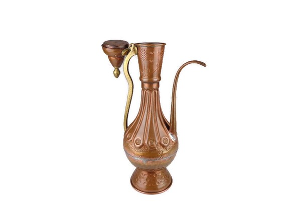 19 世紀の大型イスラム銅水差し、アンティーク銅アラビア水差し、大型