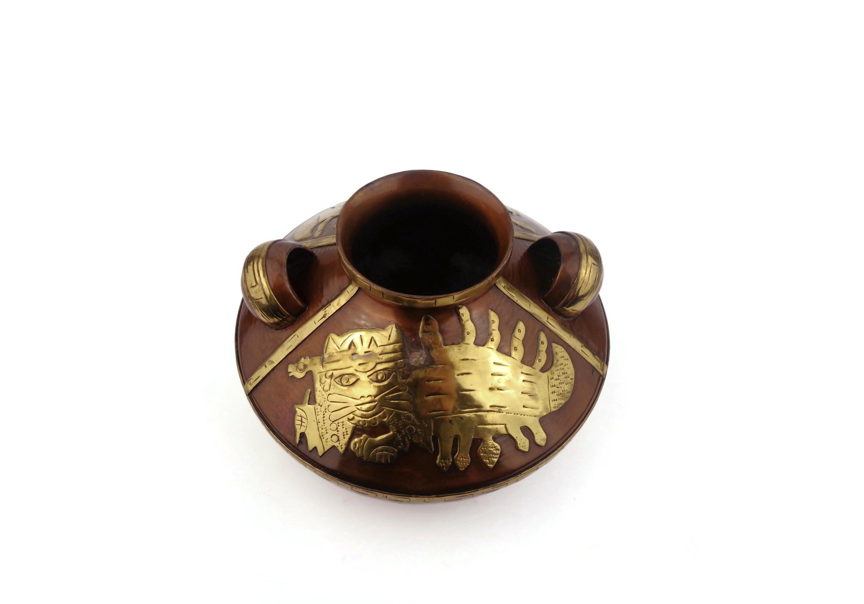 Antique Copper Vase, Vichy Peruvian Vase, Handmade Copper Vase