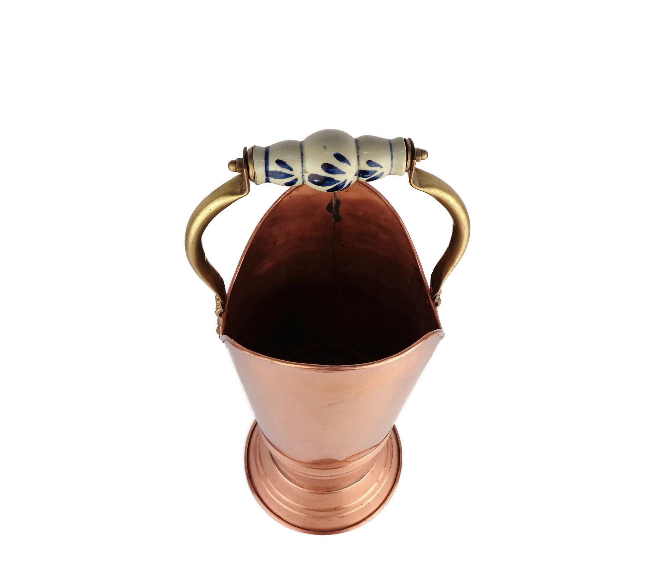 ヴィンテージ銅製傘立て、アンティーク銅製傘立て、大型銅製杖立て