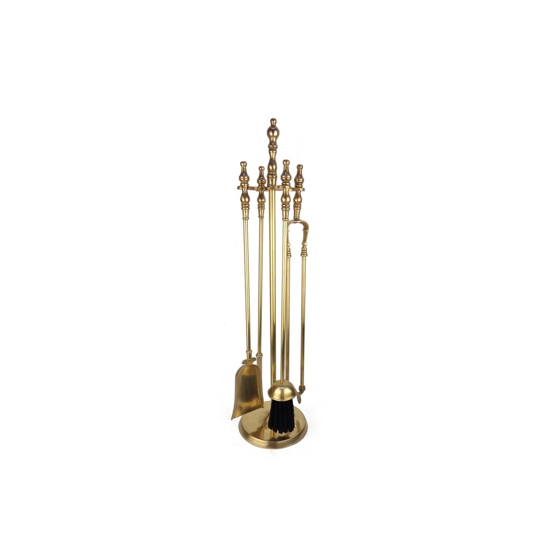 Vintage Brass Fire Pit Tool Set, Fireplace Tool Set, Fireplace Decor ...