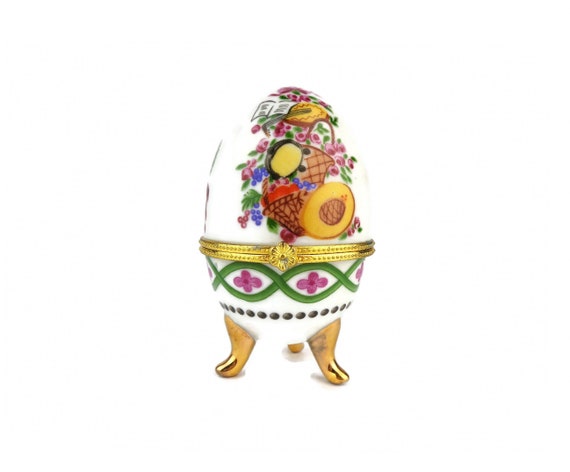 Egg Jewelry Box, Porcelain Egg Jewelry Box, French Egg Jewelry Box
