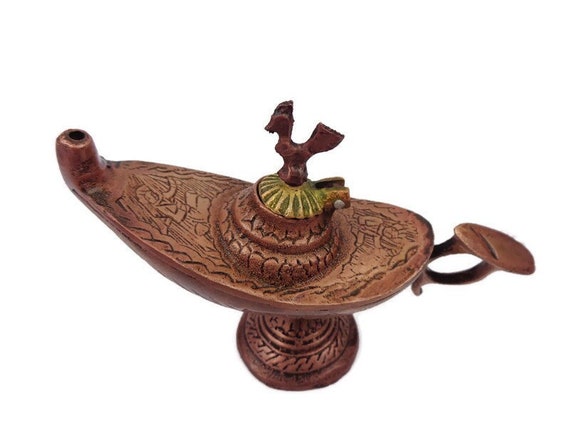 Rare Bronze Aladdin Lamp 1800s Hand Engraved Aladdin Lamp