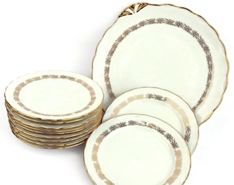 Limoges Porcelain Serving Set of 12 Serving Plates and Plateau