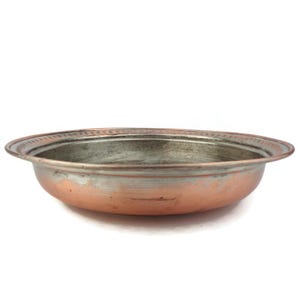 20th Century Handmade Copper Bowl, 1900s Primitive Copper Pan, Copper Bath Bowl