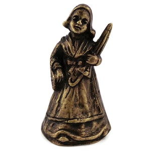 Antique Brass Hand Bell, Vintage Brass School Bell, Lady Hand Bell, Victorian Lady Bell
