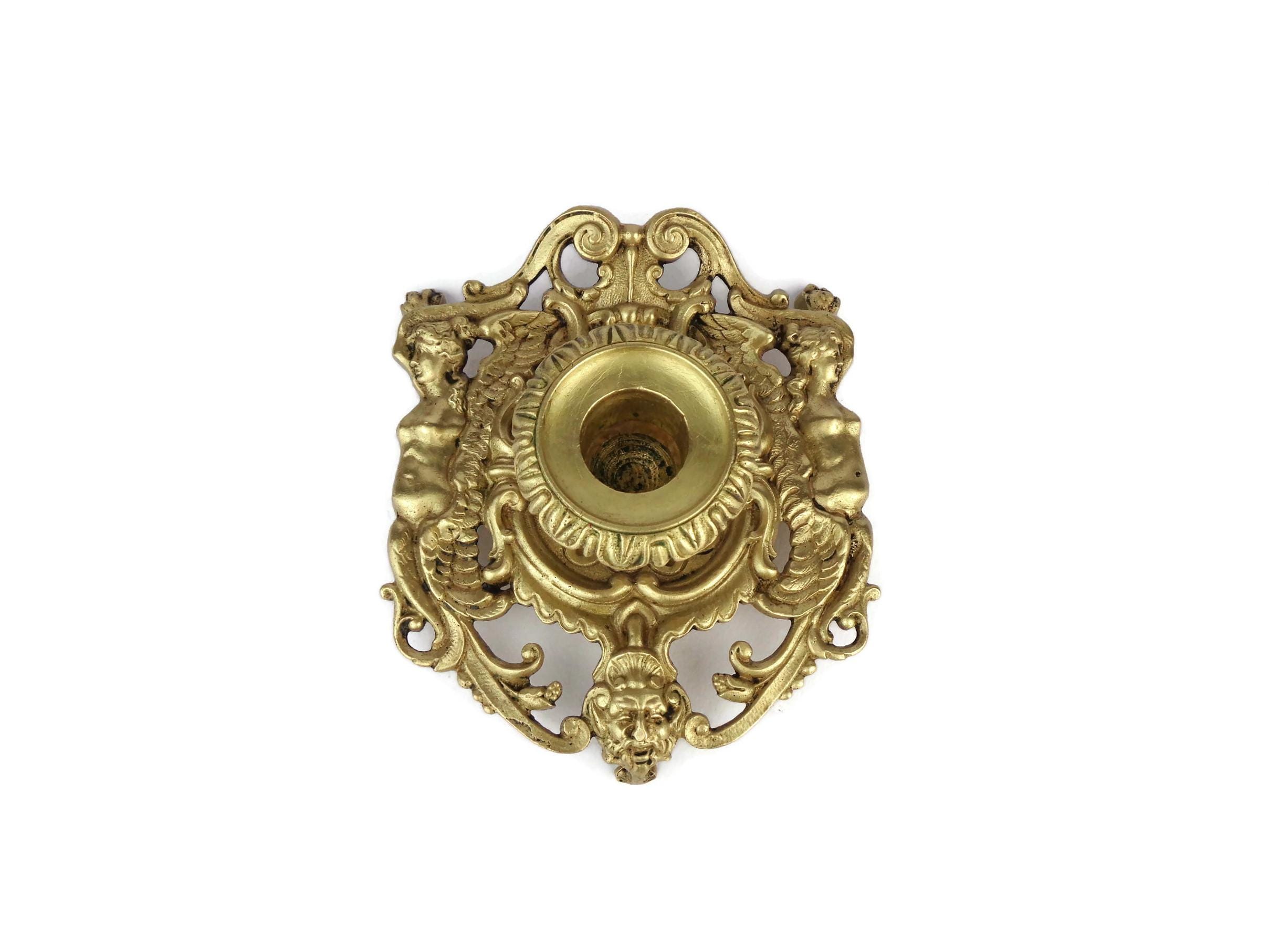 Ancien Bougeoir En Laiton Doré Français Du 19ème Siècle - Hauteur 20,5 Cm