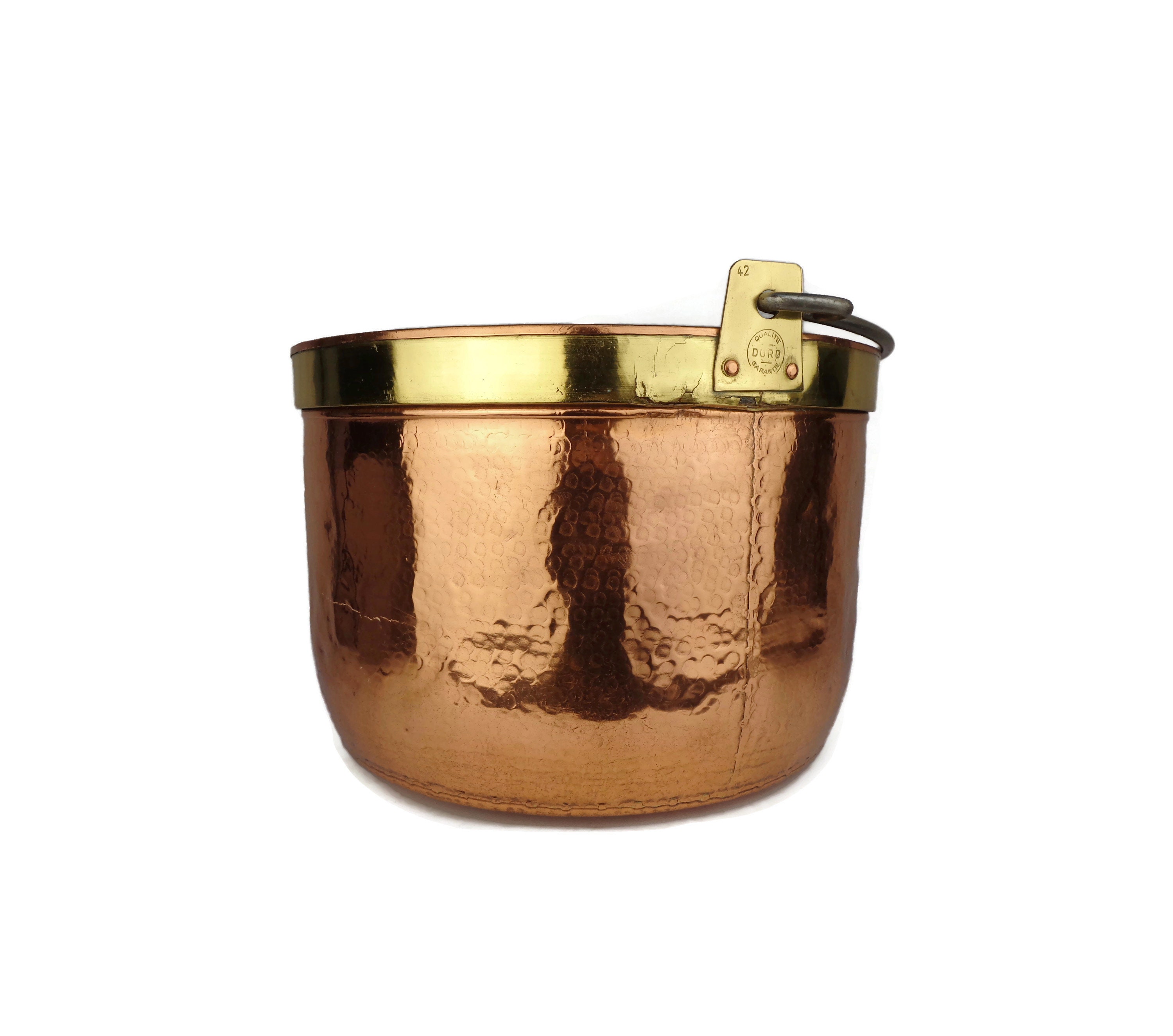 Antique Copper Cauldron, Fireplace Decor, Firewood Storage Pot ...