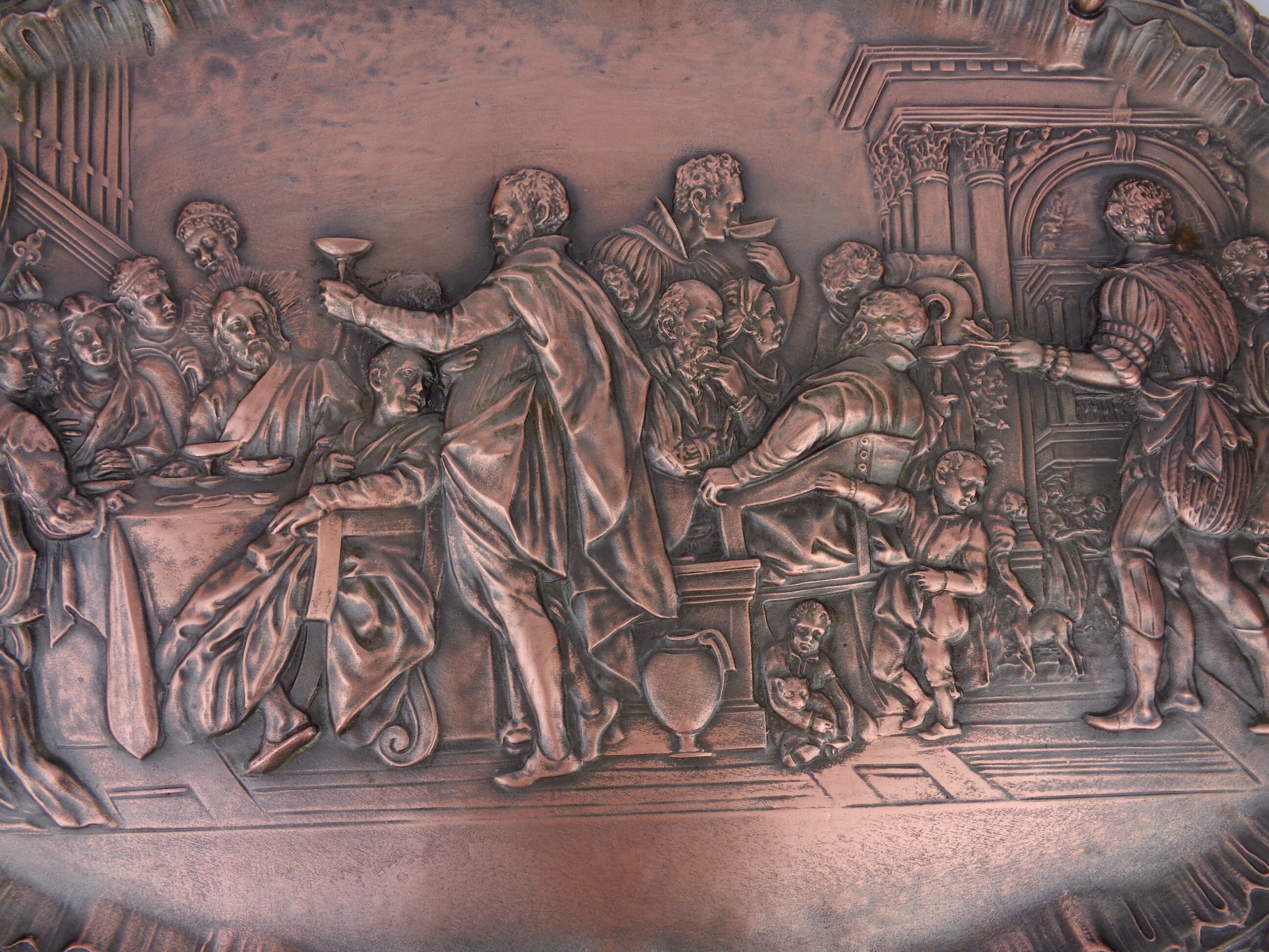 Antique Wall Plaque, Copper Wall Frieze, Copper Picture, the Weddings