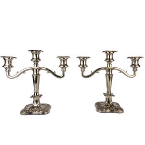 Antique Candle Holders, Silver Plated Candlesticks Set, 20th Century Candle Holders Set