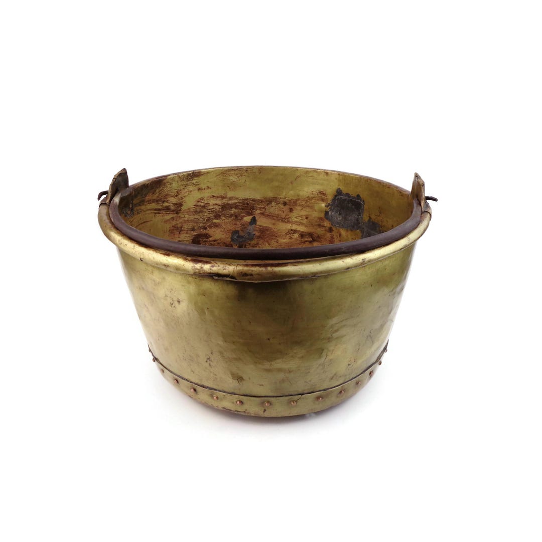 Antique Brass Cauldron, Handmade Brass Cauldron, Firewood Storage Pot ...