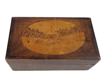 Vintage Wooden Jewelry Box, Wooden Storage Box, Handmade Wooden Carved Jewelry Box