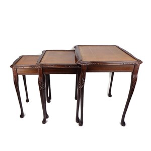 Queen Anne Style Nesting Tables Set, Antique Nesting Tables Set, Wooden ...