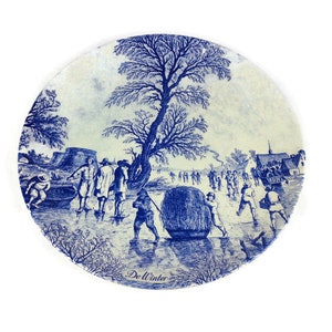 Delft Seasons Collection Wall Plate, Delft Chemkefa Ceramic Wall Plate, Delft The Winter Wall Plate,