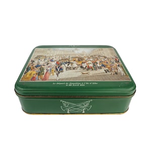 Boîte de rangement en étain de collection, départ Napoléon Boîte de rangement en étain, départ de Napoléon de l&#39;île d&#39;Elbe le 20 avril 1814