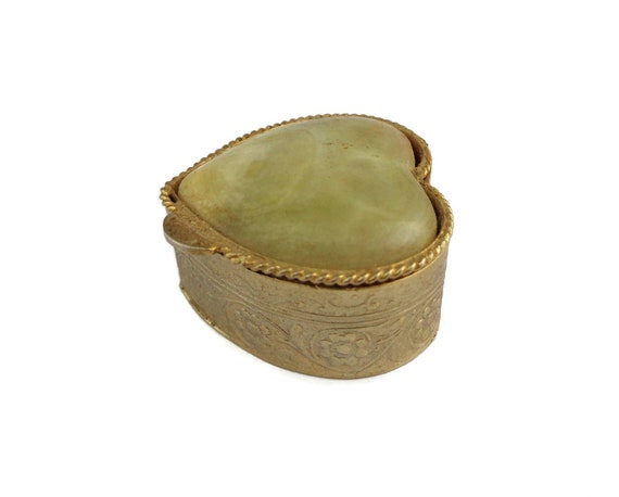 Antique Brass Pill Box, Engraved Brass Pill Box W… - image 4