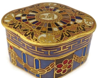 Antique Jewelry Box, Engraved Jewelry Box, Handpainted Jewelry Box