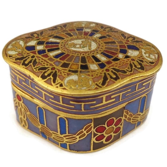 Antique Jewelry Box, Engraved Jewelry Box, Handpainted Jewelry Box