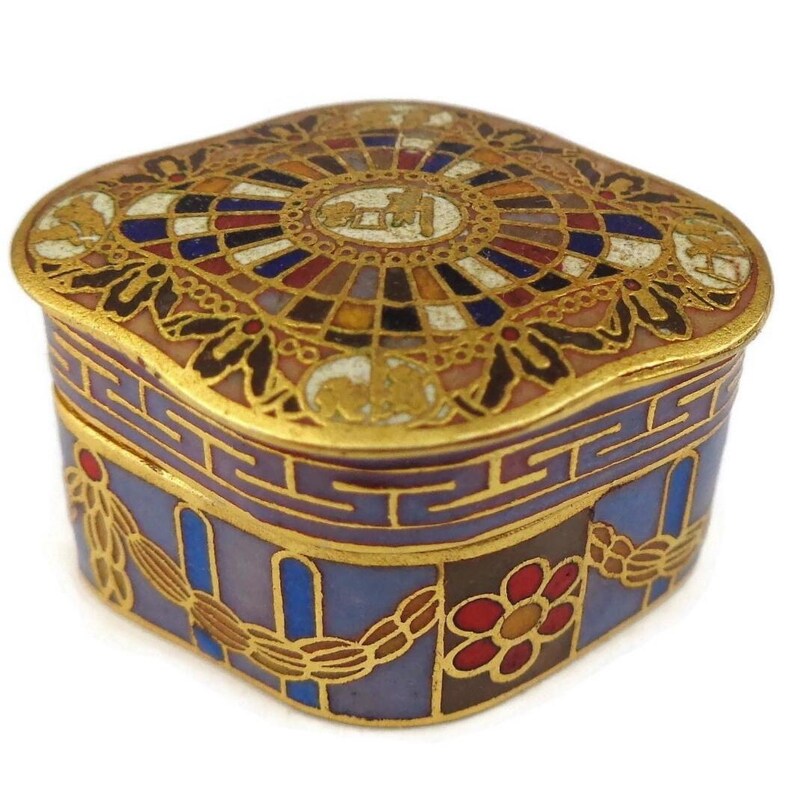 Antique Jewelry Box, Engraved Jewelry Box, Handpainted Jewelry Box image 1