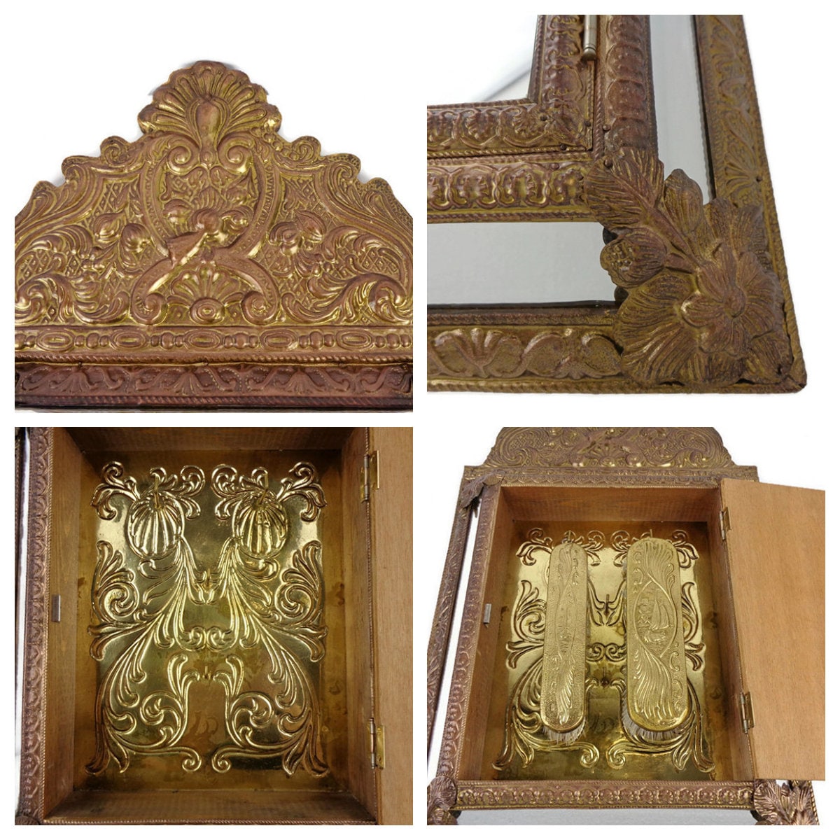 Antique Mirror Box Vintage Wall Mirror Box Coat Brush Etsy