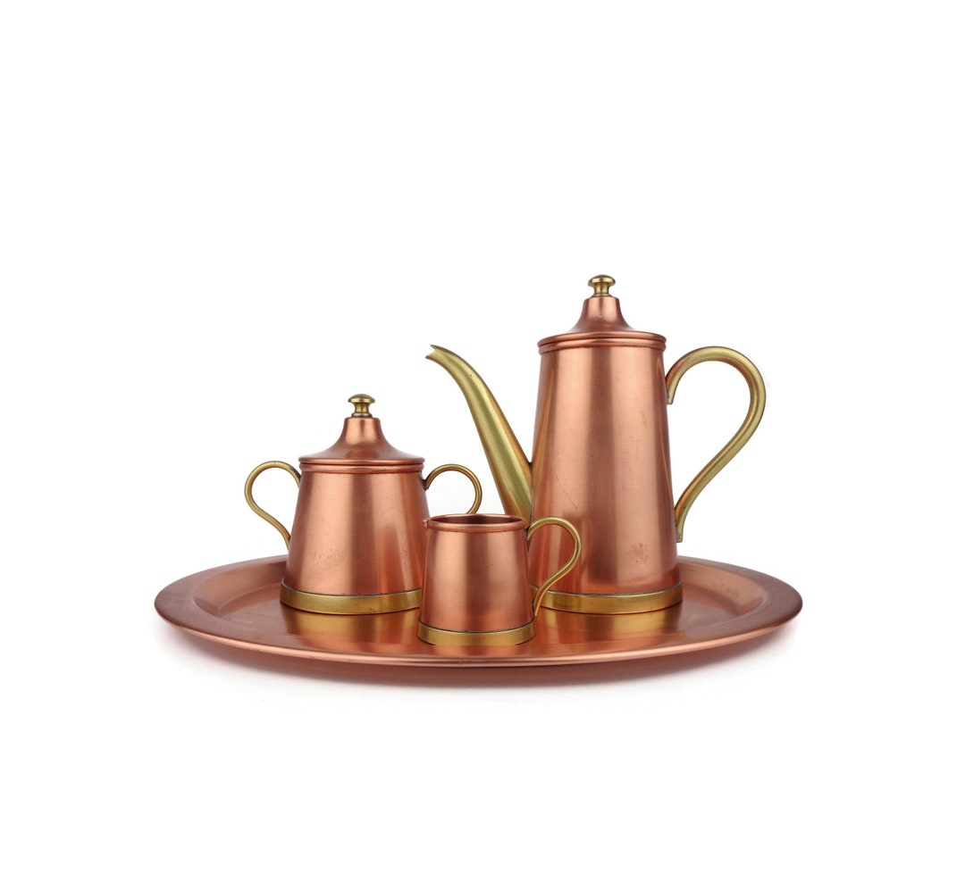 Cooper Tea Set Antique Copper Coffee Set, Copper Tea Set, Copper Teapot With Tray ...