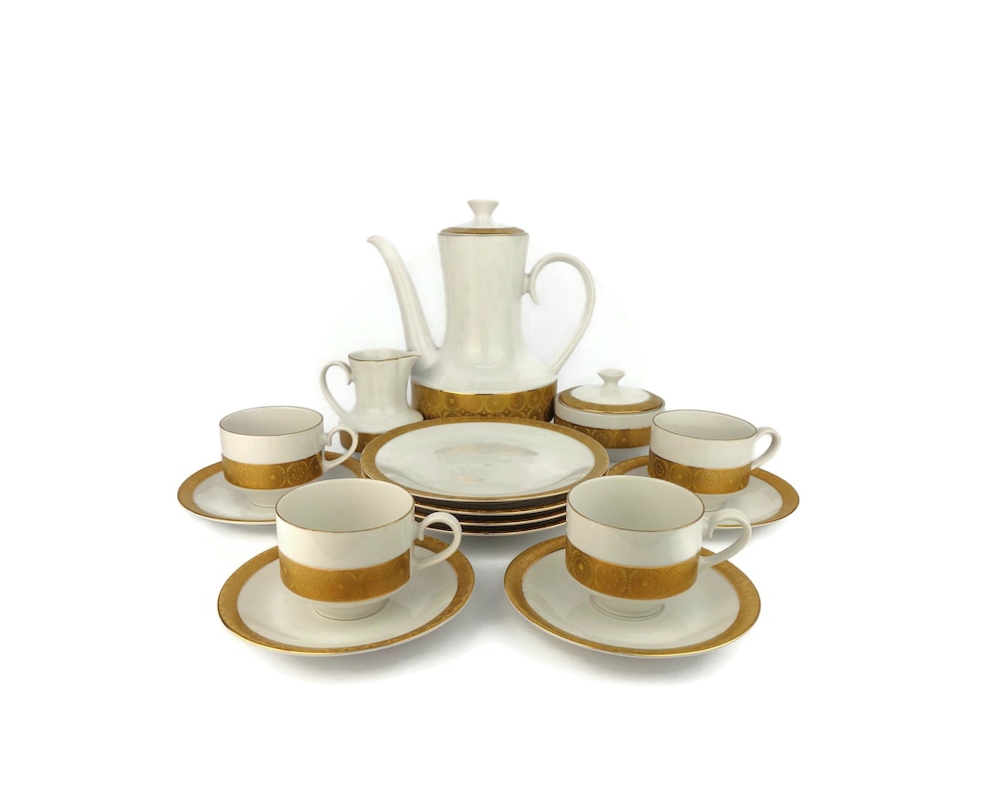 Vintage Porcelain Coffee Set, Bavarian Porcelain Coffee Tea Set ...