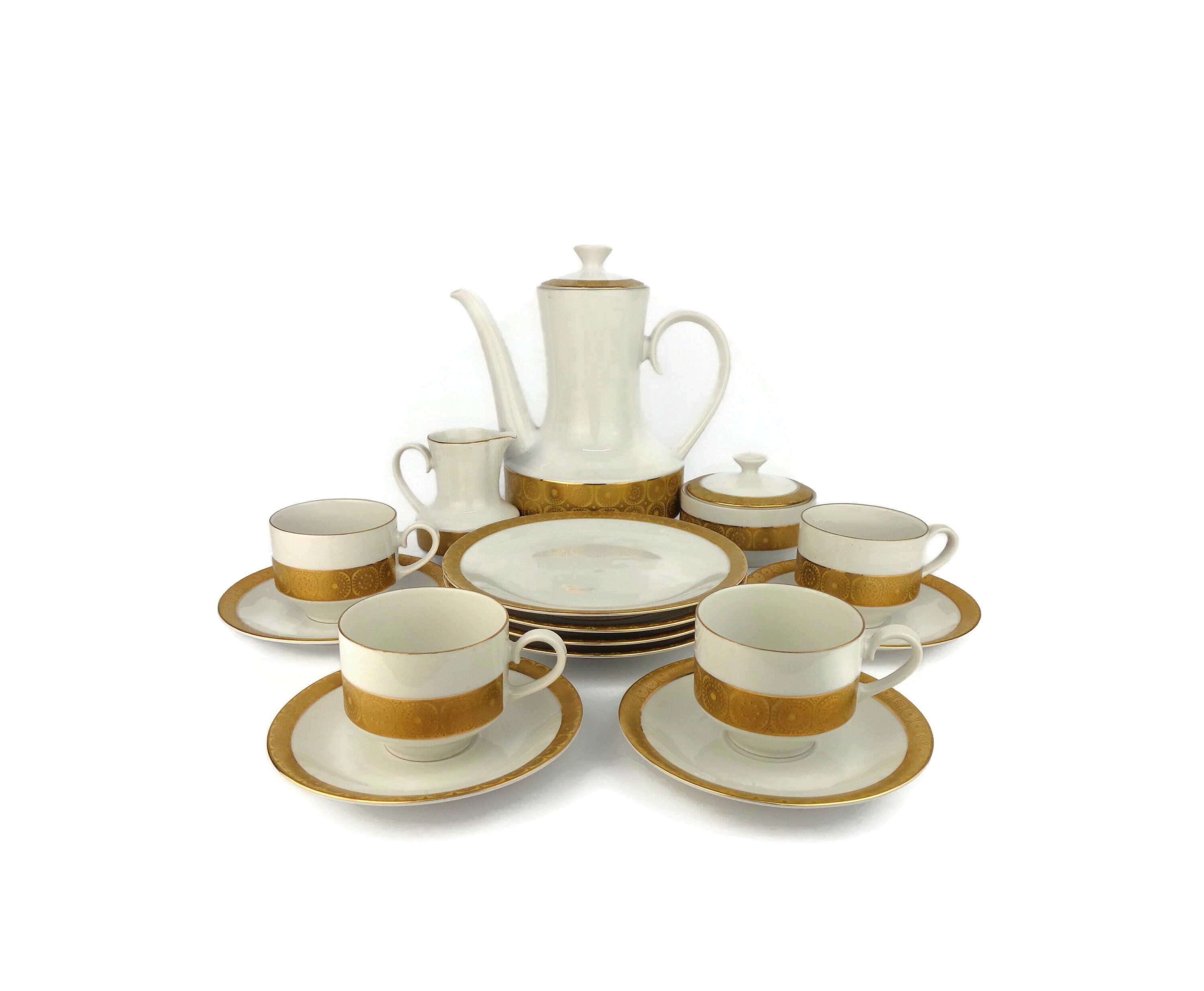 Vintage Porzellan Kaffee Set, Bayerisches Porzellan Kaffee Tee Set, Porzellan Dessert Speiseset Bavaria Germany