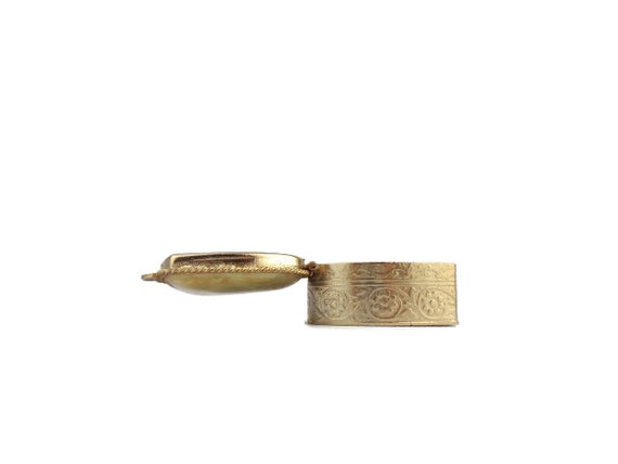 Antique Brass Pill Box, Engraved Brass Pill Box W… - image 5