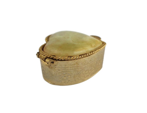 Antique Brass Pill Box, Engraved Brass Pill Box W… - image 9