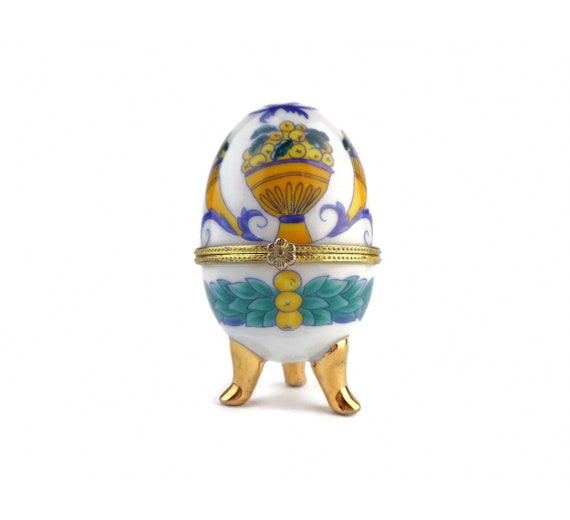Egg Jewelry Box, Porcelain Egg Jewelry Box, French Egg Jewelry Box