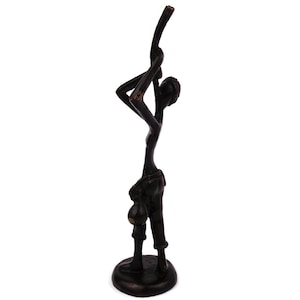 African Bronze Statue, African Folklore Musician Figurine, Primitive African Folk Art Sculpture