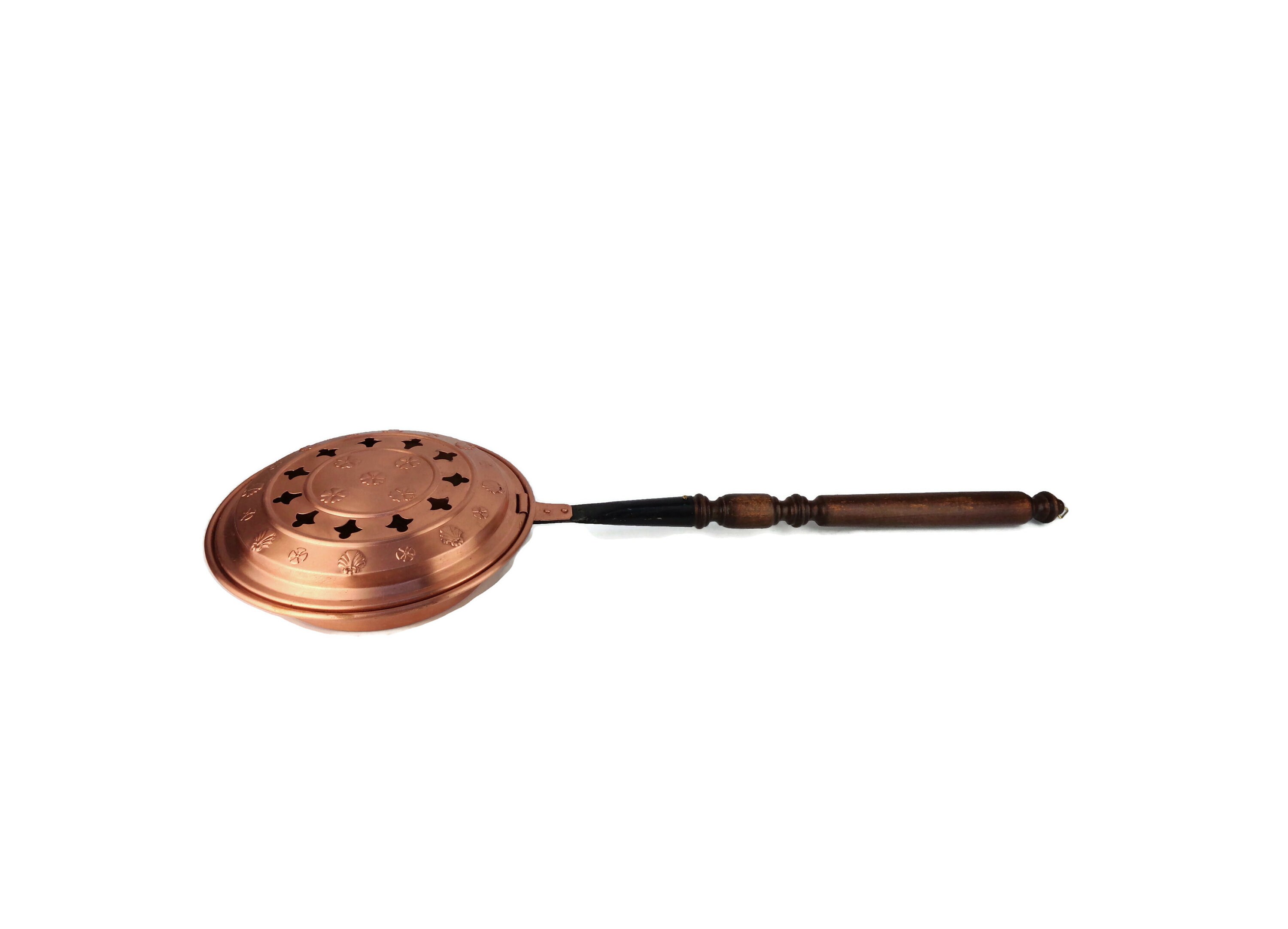 CALENTADOR DE CAMA Antiguo Con Plato De Carbón De Cobre Y Mango Largo De Madera EUR 44,49 - ES
