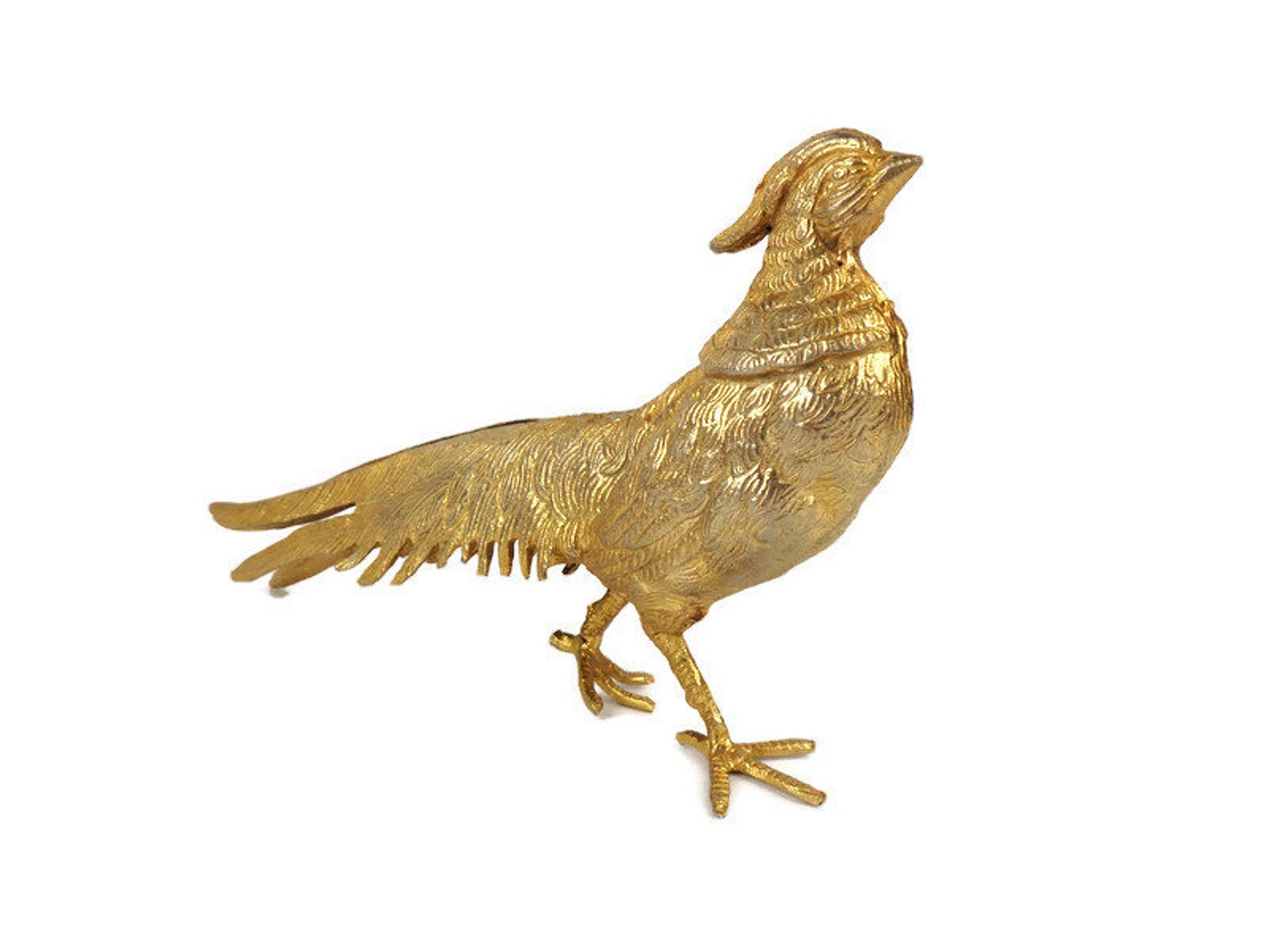 Antique Gold Metal Peacock Figurine Etsy