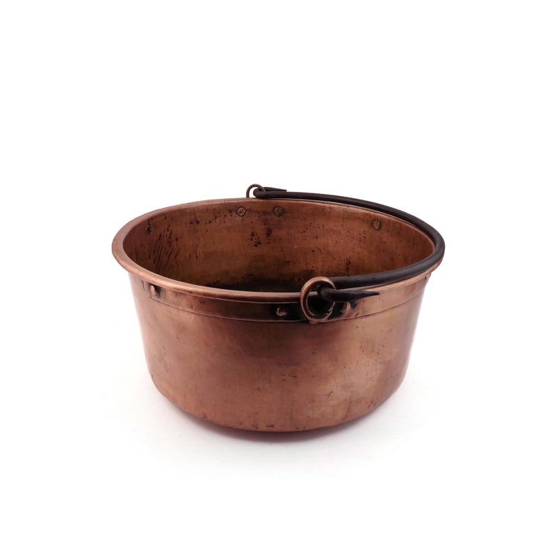 Antique French Copper Cauldron, Hand Hammered Firewood Pot - Etsy