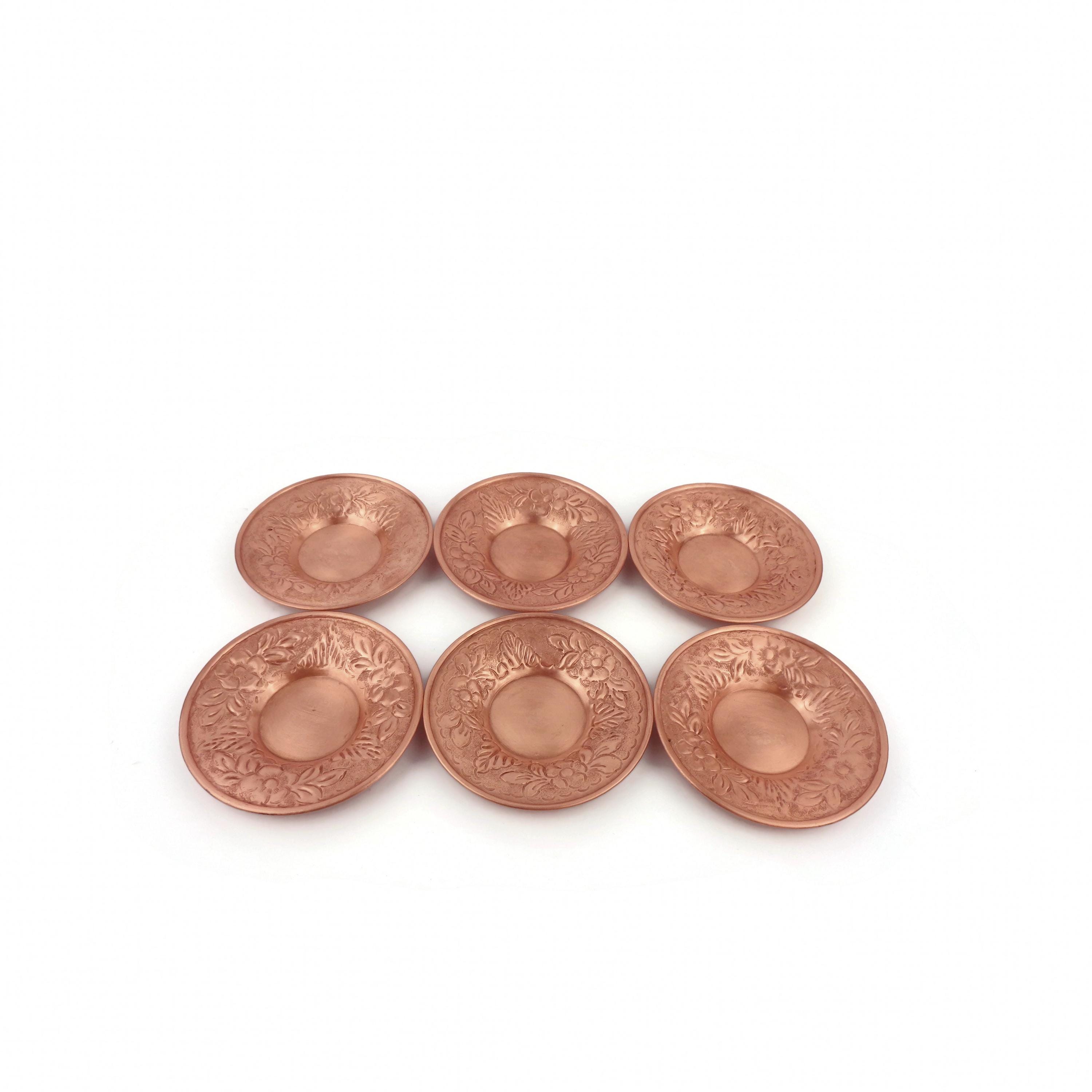 Antique Copper Plates Set of 4, Handmade Copper Plates Set, Hand
