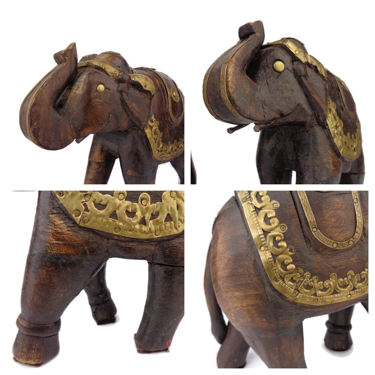 Antique Elephants Figurine Set, Pair Elephant Statues Male Female ...