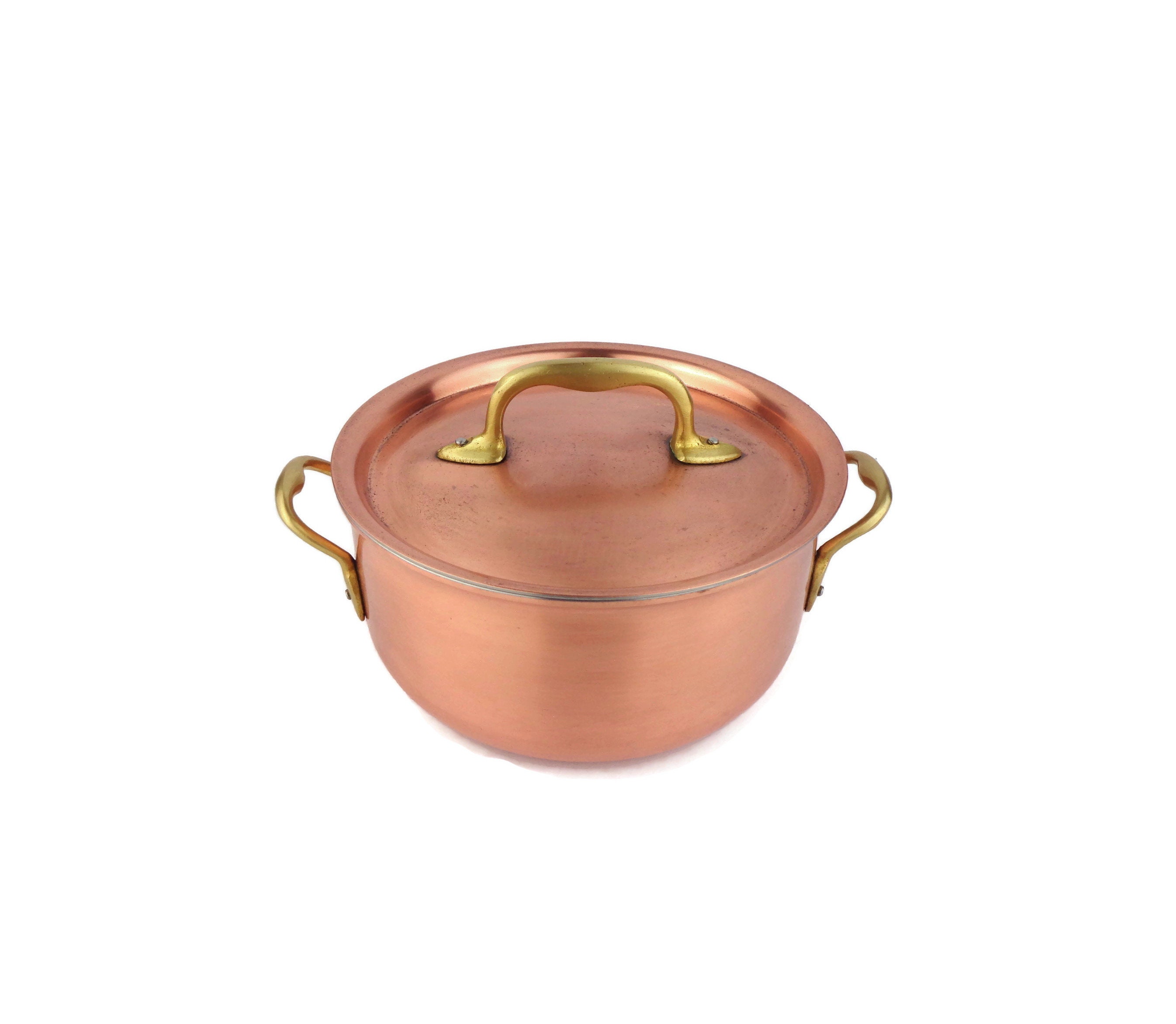 INOCUIVRE SERVICE Copper Saucepan with Brass Handles