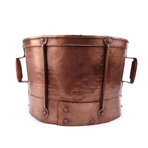 Antique Copper Cauldron, Handmade Copper Firewood Storage Pot