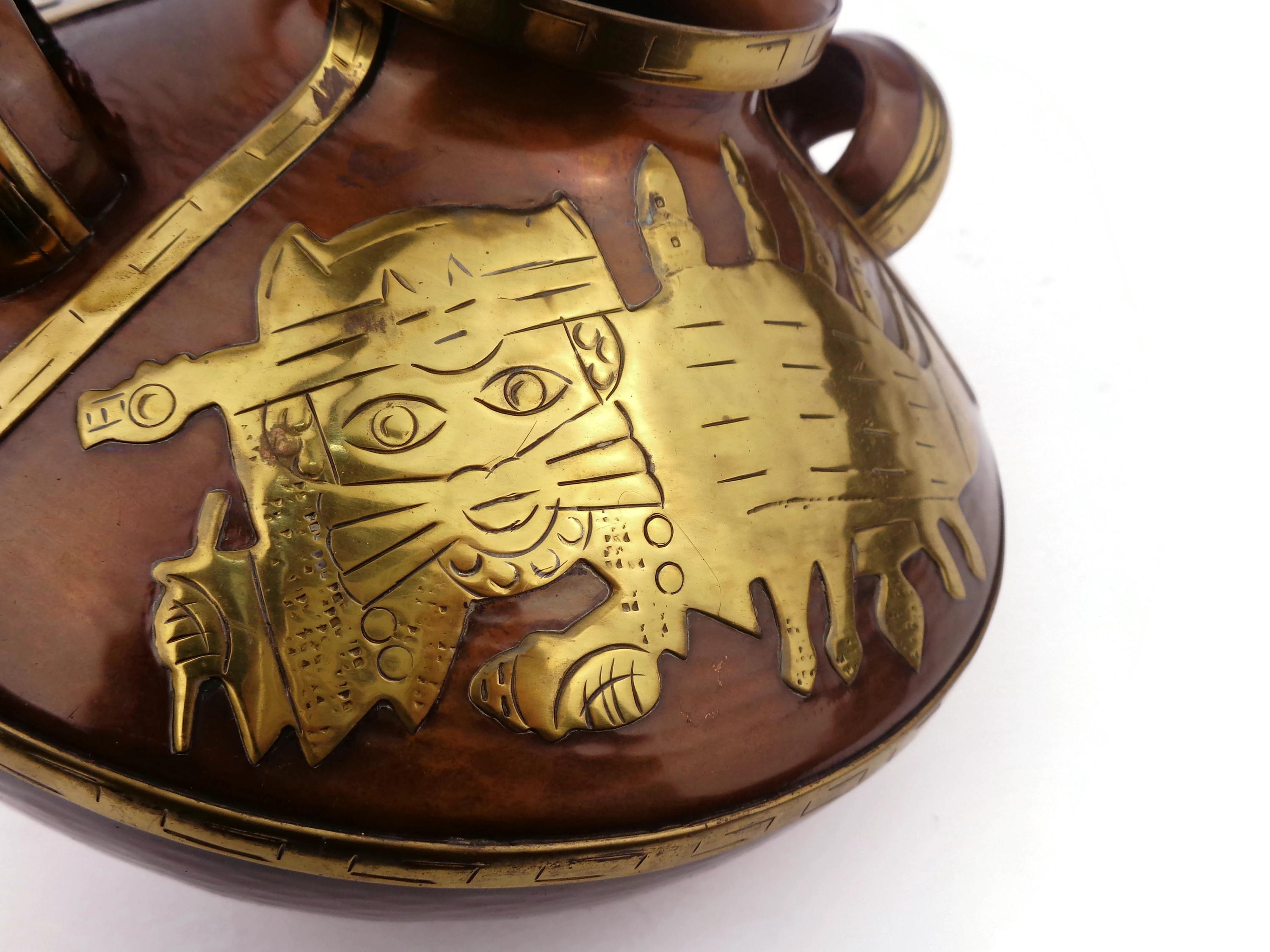 Antique Copper Vase, Vichy Peruvian Vase, Handmade Copper Vase
