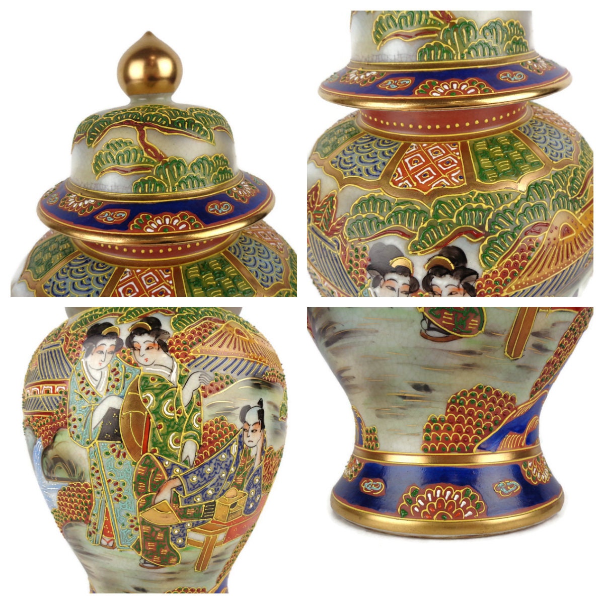 アンティークの大型中国製陶器壺、手描きの中国製陶器壺、大型中国製