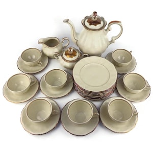 Vintage porseleinen koffieset, Beierse porseleinen theeset, porseleinen dessertservies Beieren Duitsland