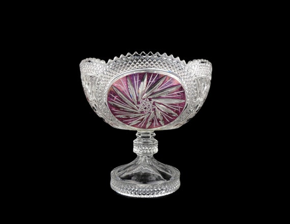 Antique Crystal Bowl, Vintage Crystal Bowl With Star Pattern