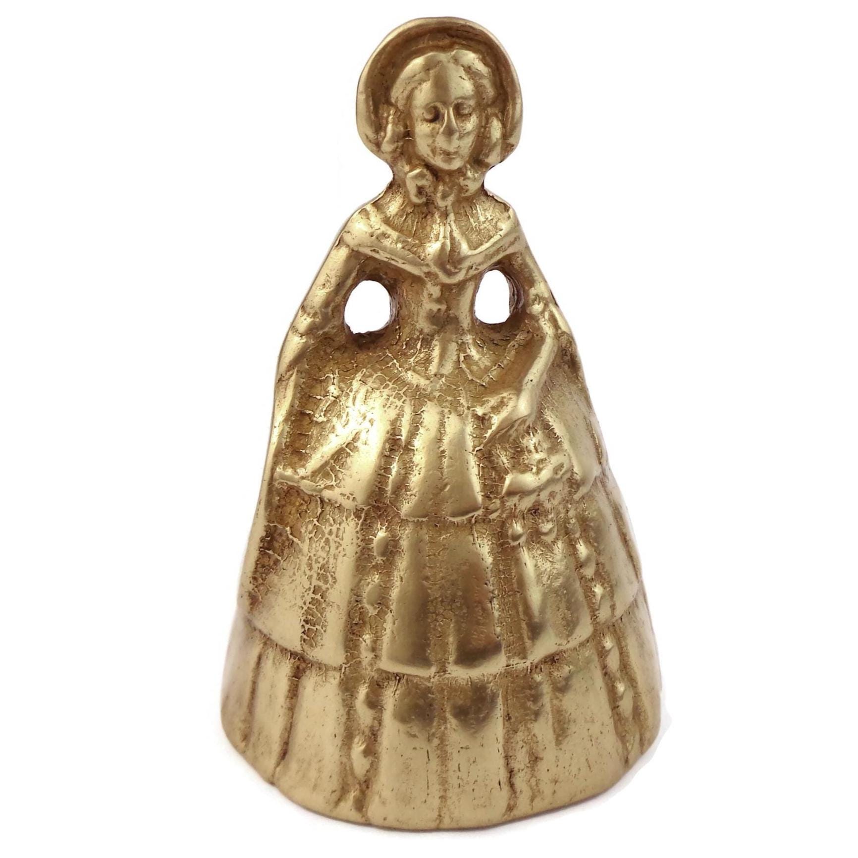 Antique Brass Hand Bell, Vintage Brass School Bell, Lady Hand Bell, Victorian Lady Bell