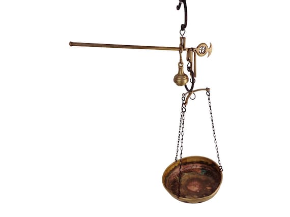 Bilancia Giustizia Vintage In Ottone - Decorazione Ufficio 22 Cm Asixxsix