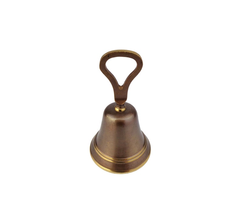 Antique Brass Hand Bell, Vintage Brass School Bell, Brass Dinner Bell ...