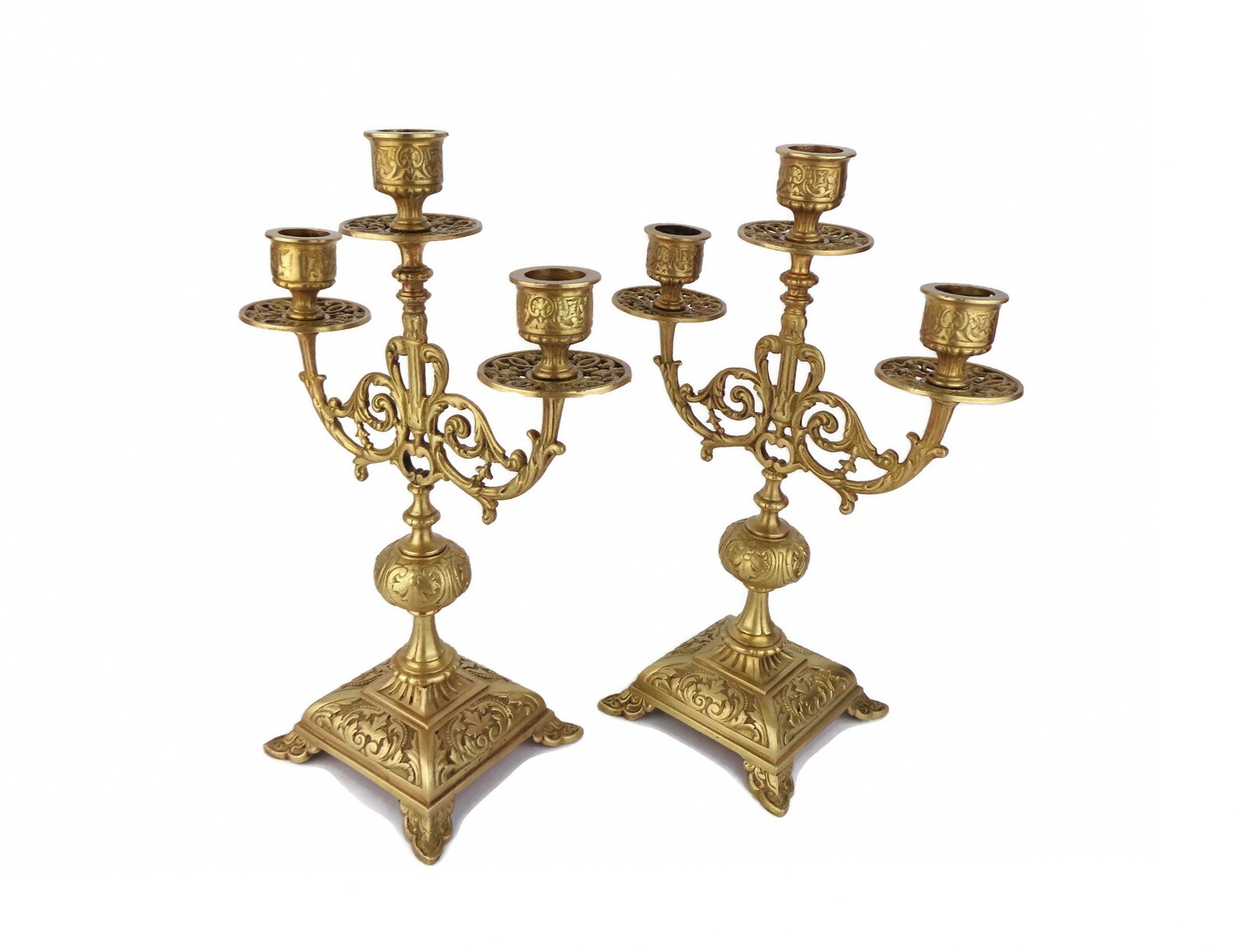 Antique Brass Candle Holder Set French Brass Candlestick Set Etsy