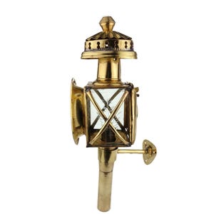 Antique Carriage Lantern, Vintage Brass Lantern, Brass Wall Lantern