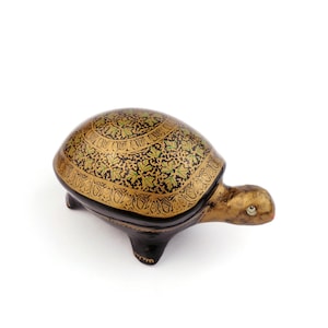 Antique Storage Box, Brass Jewelry Box, Turtle Jewelry Box