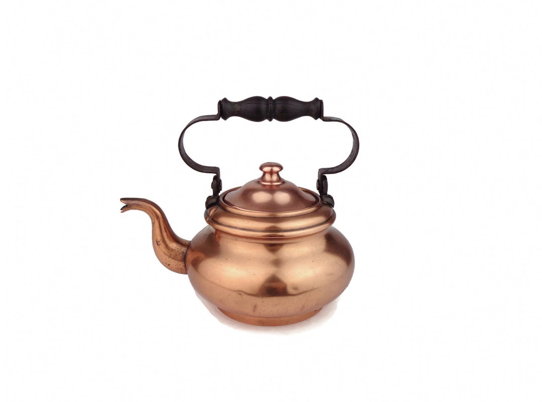 Antique Copper Teapot, Vintage Copper Teapot With Wooden Handle Etsy