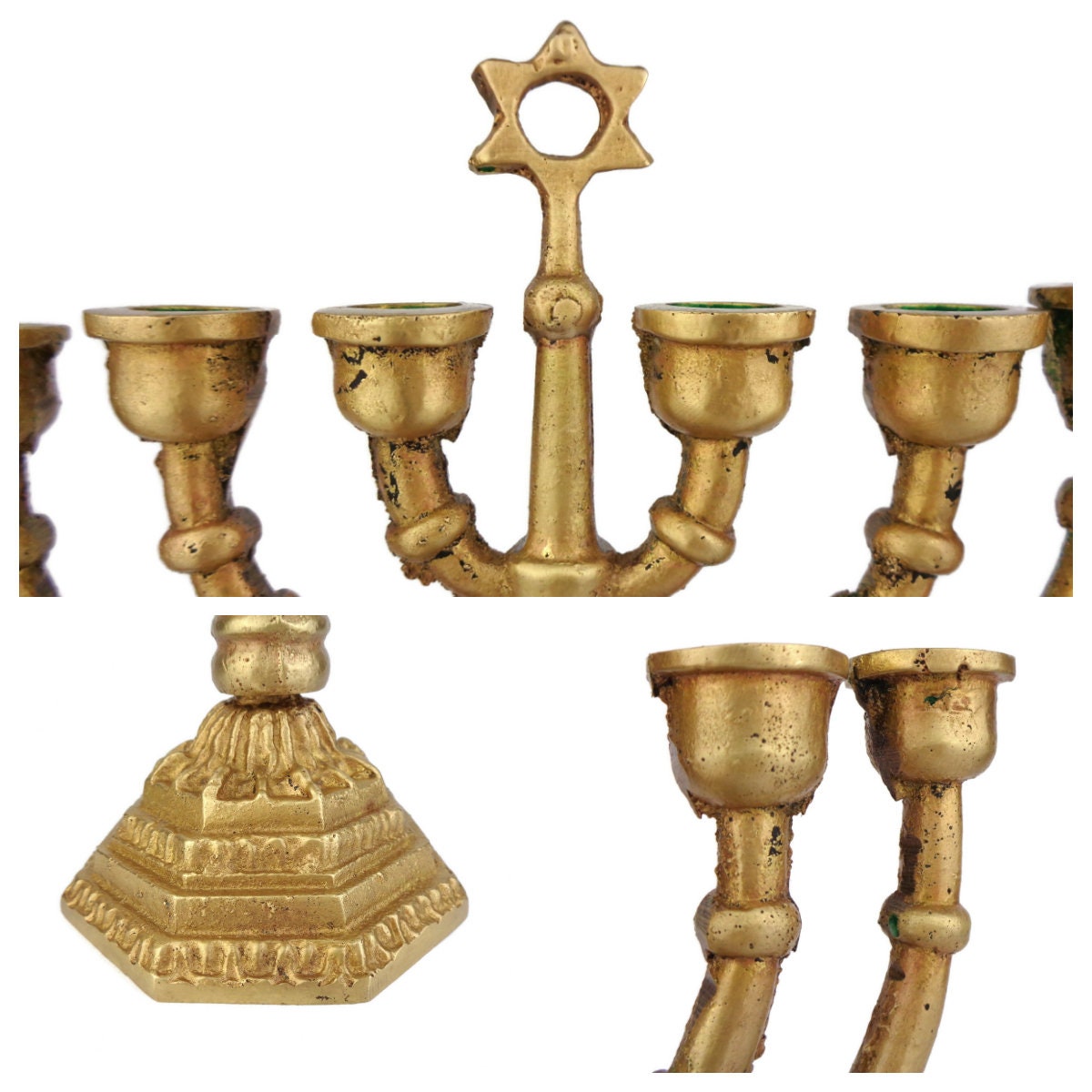 ユダヤ教のメノーラー真鍮キャンドルホルダー 8本のキャンドル、日本製